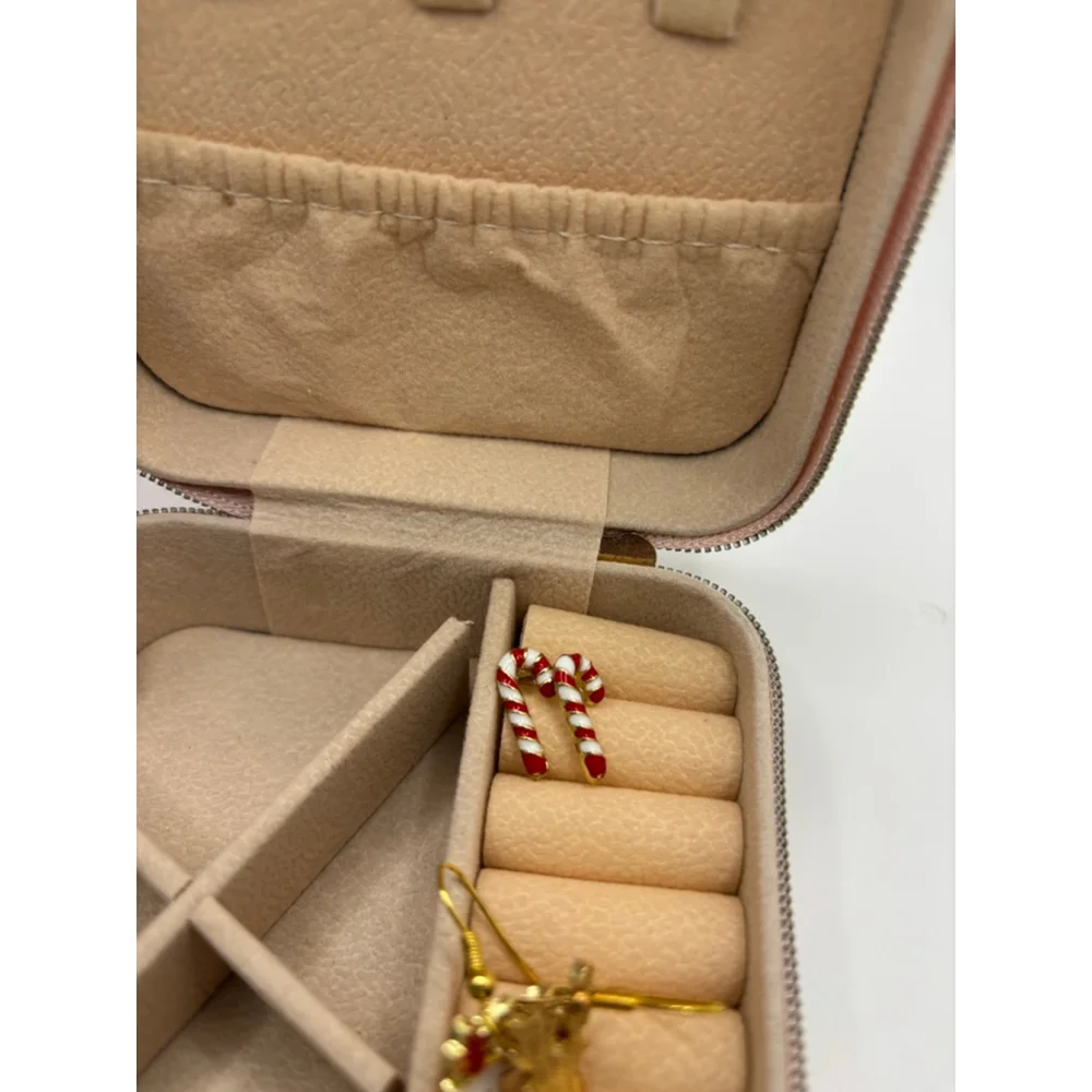 Traveling Pink Jewelry Organizer including 2 pairs of earrings